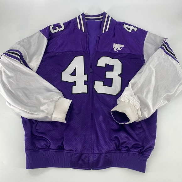 K State Wildcats Purple White Number 43 Football Jersey Style VTG Jacket Men's
